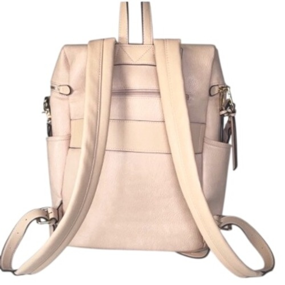 Poppy & Peonies Tote Commuter Backpack Set Blush Pink Gold Vegan Leather - Picture 3 of 16